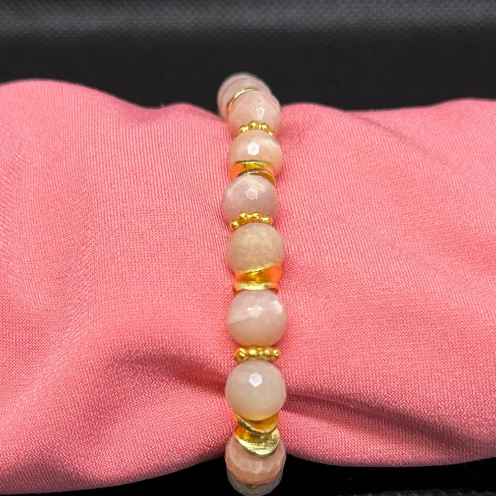 Faceted Peach Moonstone stretch bracelet